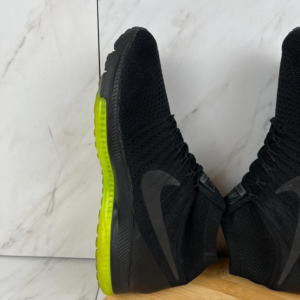 Nike Zoom All Out Flyknit Mens Size 10 Black Volt Running Shoes 844134-001 - Picture 5 of 12